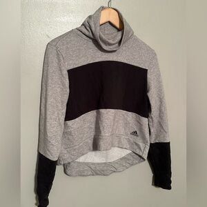Adidas Womens grey and black hynek cropped pullover - size small